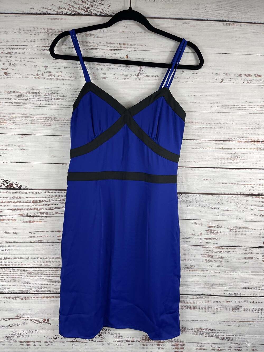 Bebe Dress Womens 2 Blue Black Bodycon Sleeveless Strappy Mini New NWT Polyester
